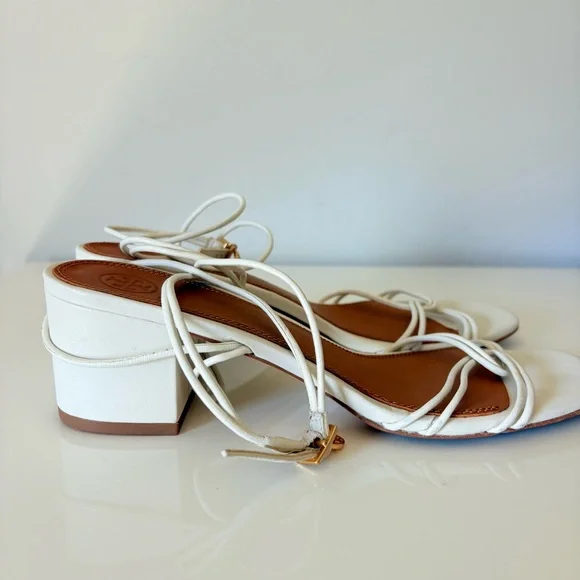 Tory Burch White Mini Benton Knotted Strap Sandals - Picture 9 of 12